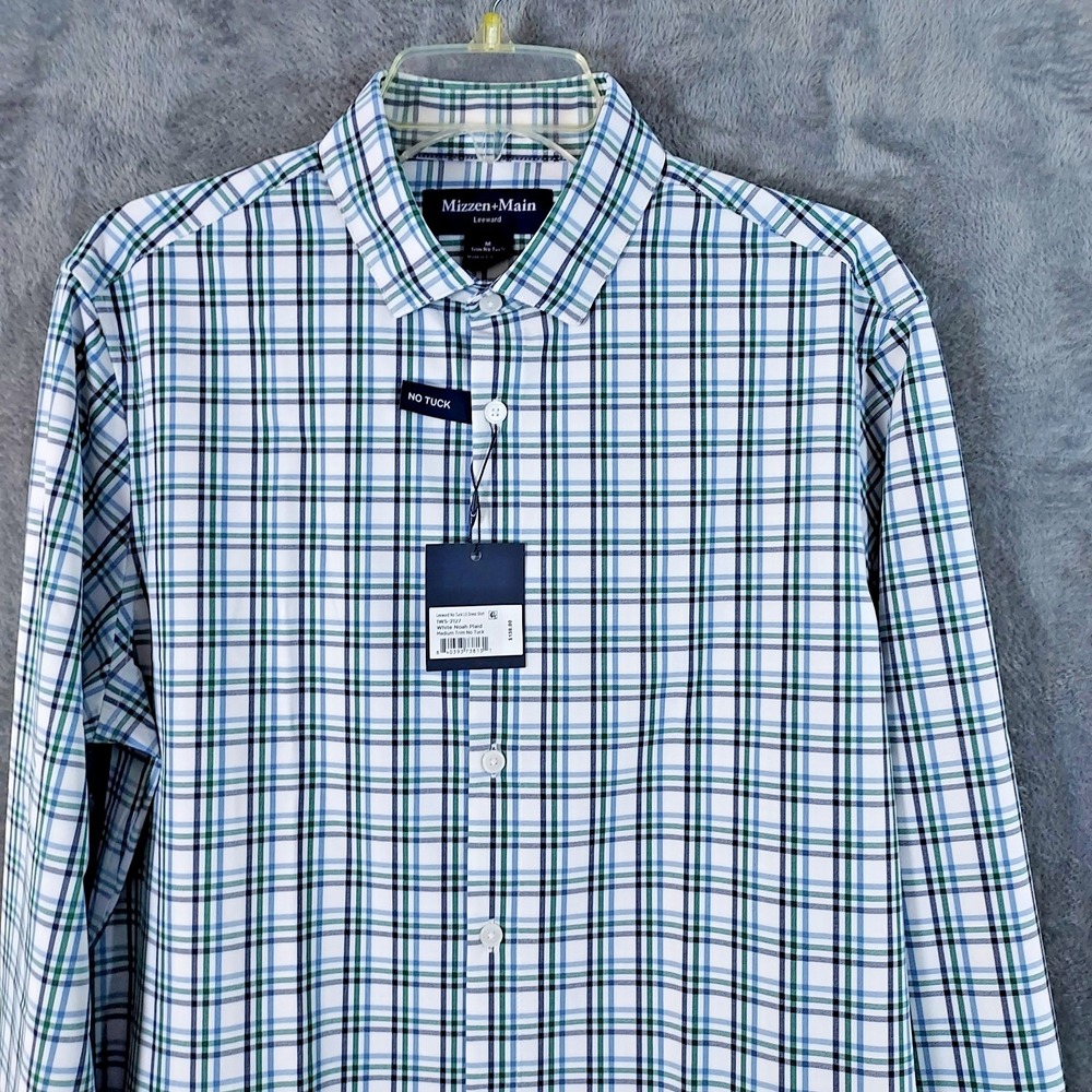 Mizzen+Main Leeward No Tuck Men's Medium Stretch Trim Fit Check Dress Shirt $138